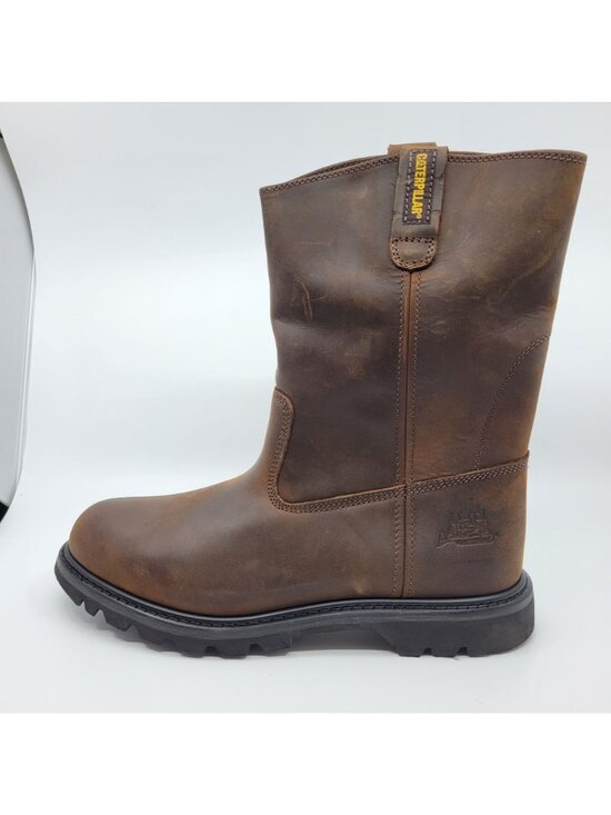 Caterpillar CAT Work Boots 9 M Revolver Soft Toe Wellington Brown Leather P72191